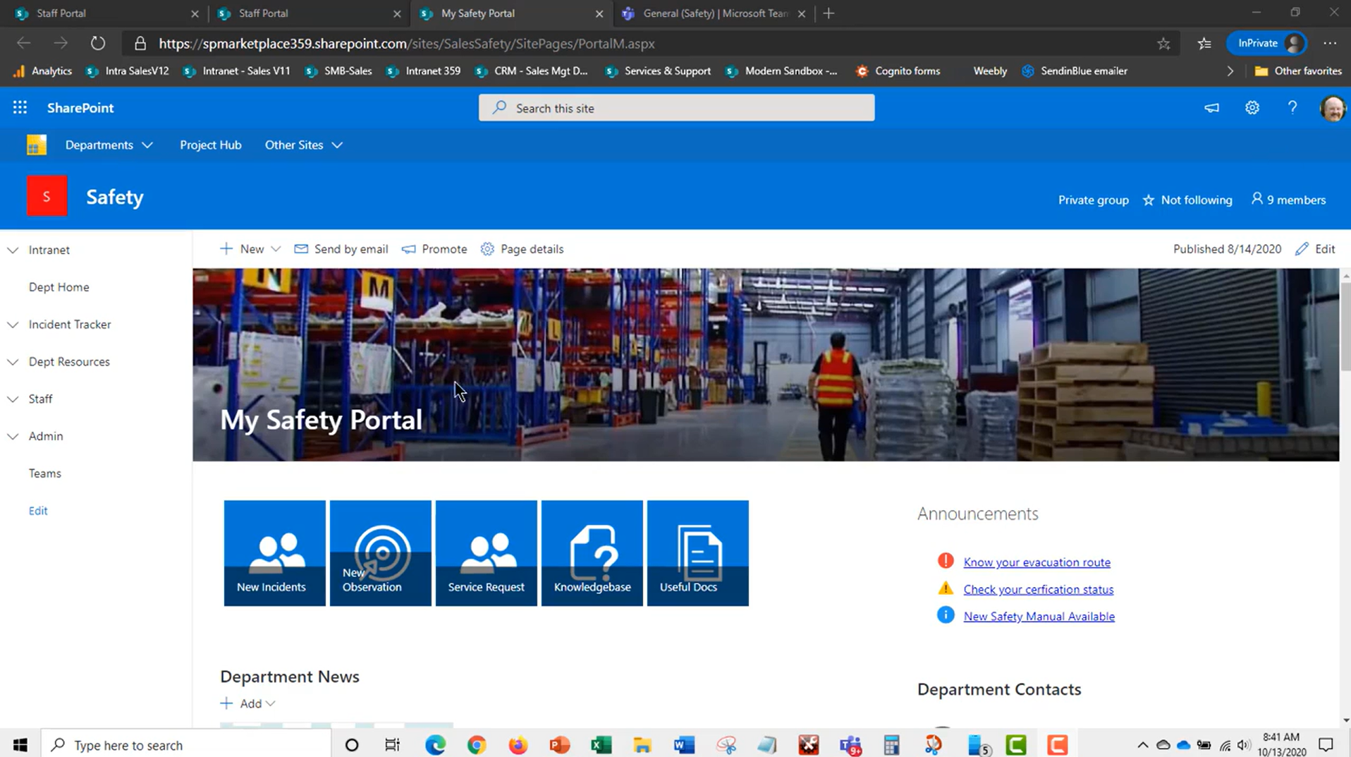 screenshot of SP Safety